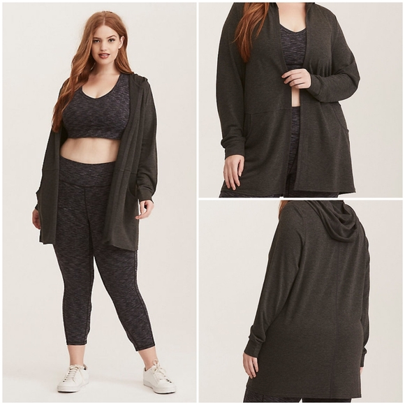 torrid Tops - Torrid Active Grey Long Line Open Cardigan